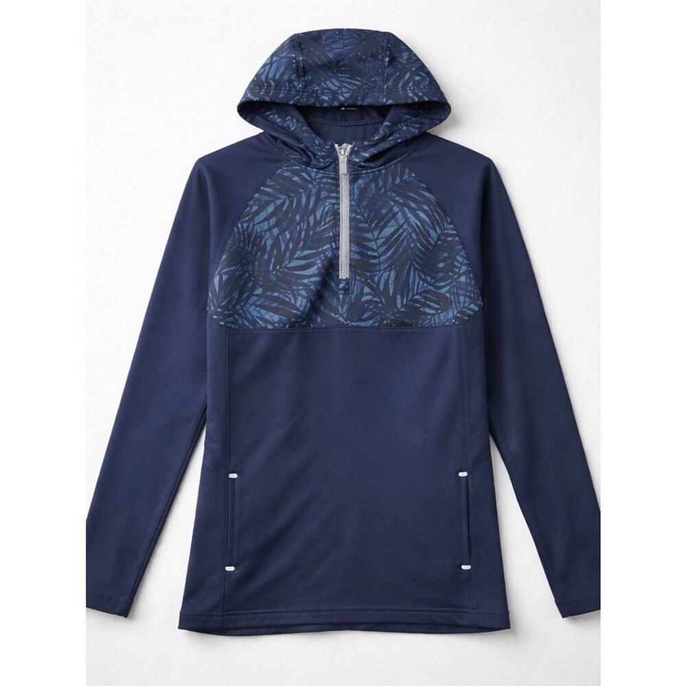 Peter Millar Navy Blue hooded performance quarter zip sweatshirt size 7/8